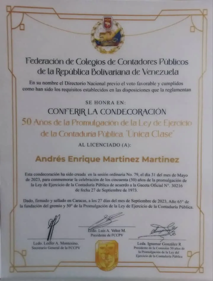 Fedecamaras diploma